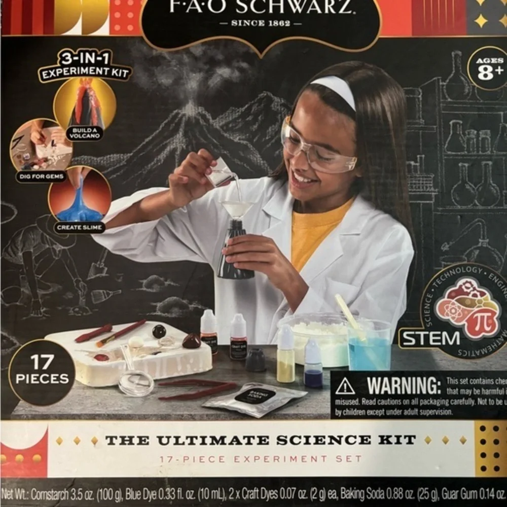FAO Schwarz 3-in-1 Science Experiment Kit - Black, Red, Yellow